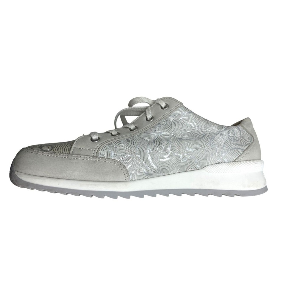 Finn Comfort Womens 6.5 Silver Swirl Leather Lace‎ Up Walking Sneakers Germany - Picture 8 of 15